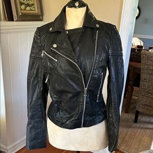 Barneys  Black Leather Moto Jacket